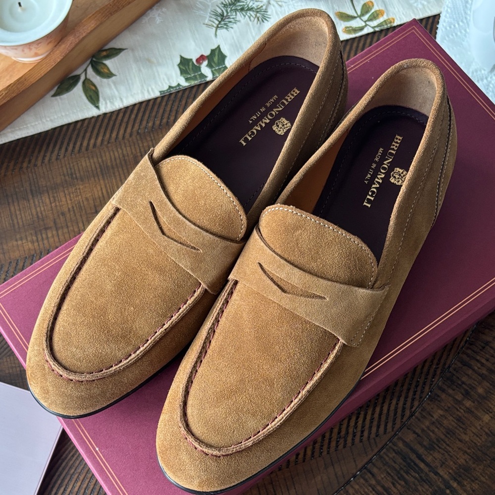 Bruno Magli Tan Suede Loafers